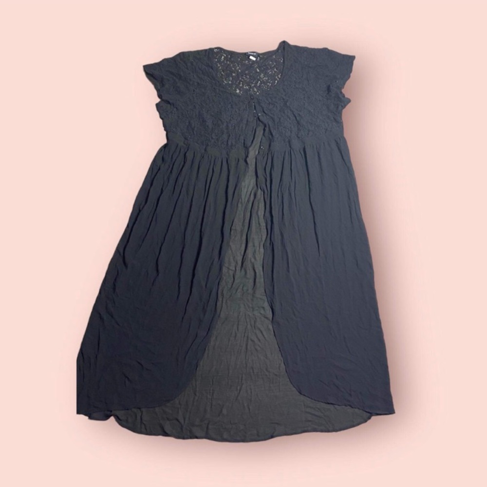 Long black Torrid floral and shear cover up